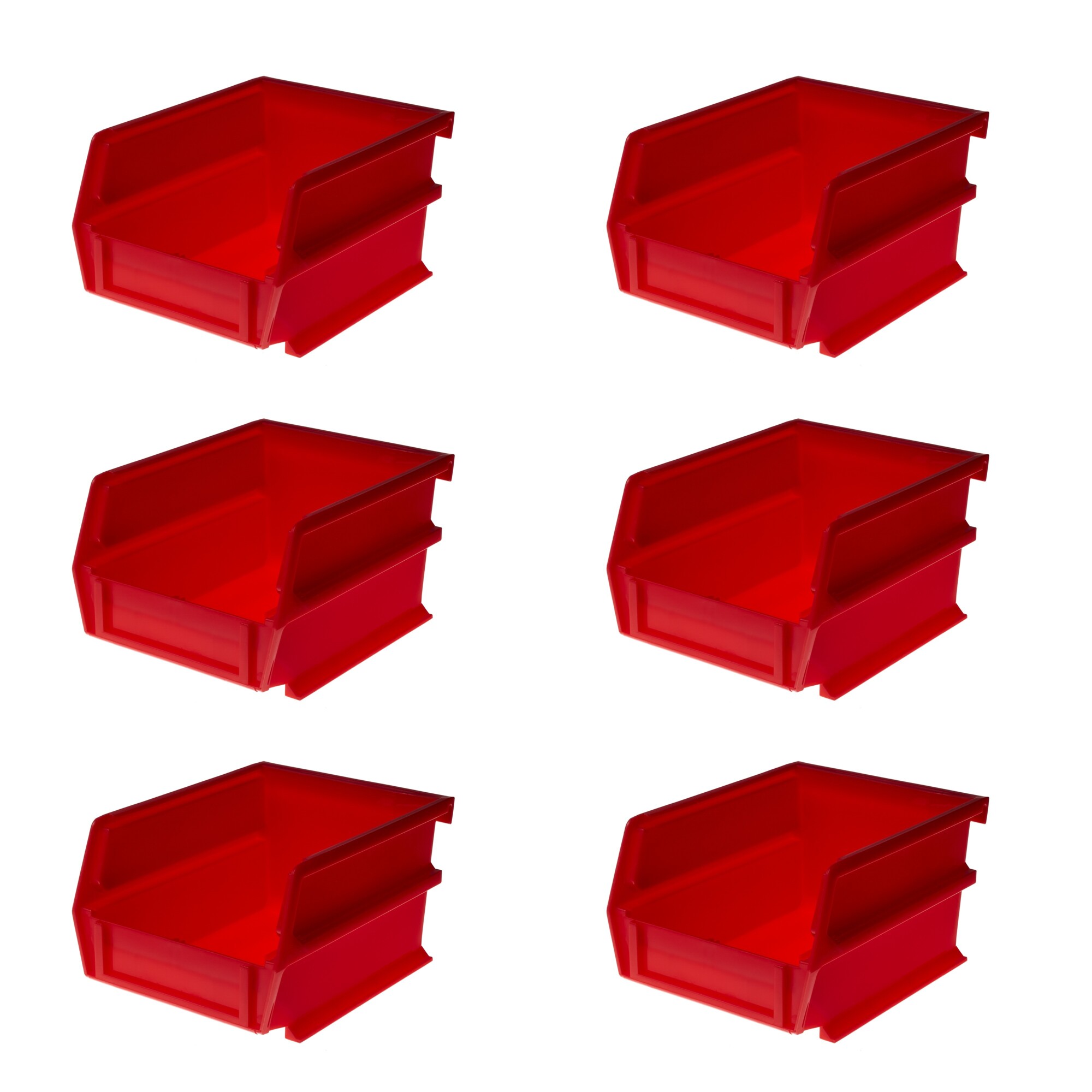 Triton Products LocBin Hanging and Interlocking Bins, 6-Pk., Red, 5.37in.L x 4.12in.W x 3in.H, Model# 3-210R-6